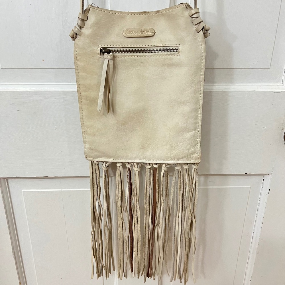 Lucky Brand Fringed Macrame Leather Crossbody Bag Boho Western Festival Hippie - Picture 6 of 8